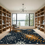 Cosmic Orange and Gray Starry Sky Rug