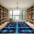 Electric Blue Sound Wave Rhythms Rug