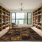 Industrial Rusty Grungy Grid Rug