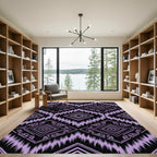 Purple Geometric Tribal Diamond Ikat Rug