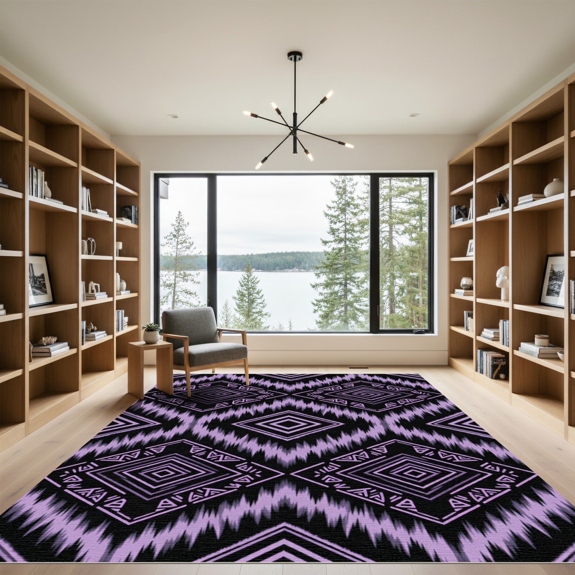 Purple Geometric Tribal Diamond Ikat Rug