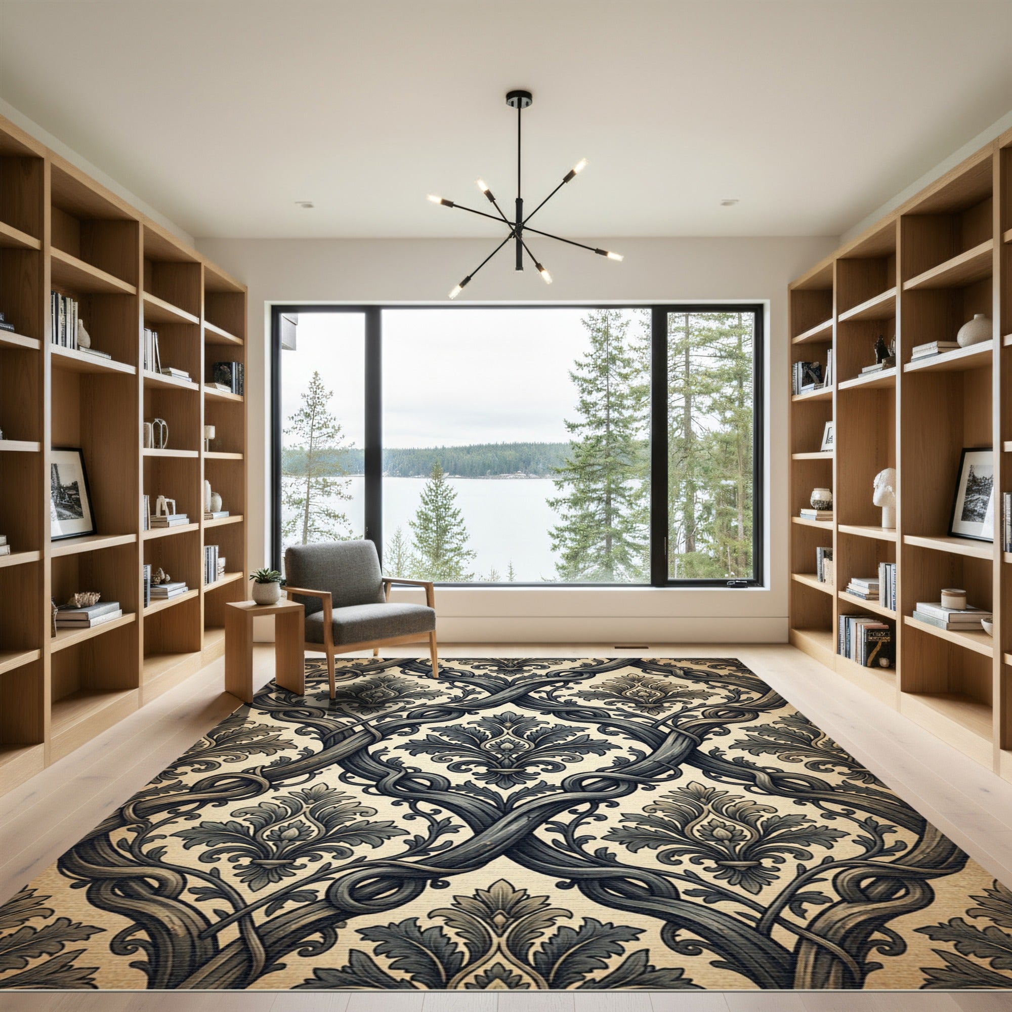 Antique Gray Scroll Acanthus Medallion Rug