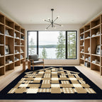 Woven Houndstooth Beige Plaid House Art Rug