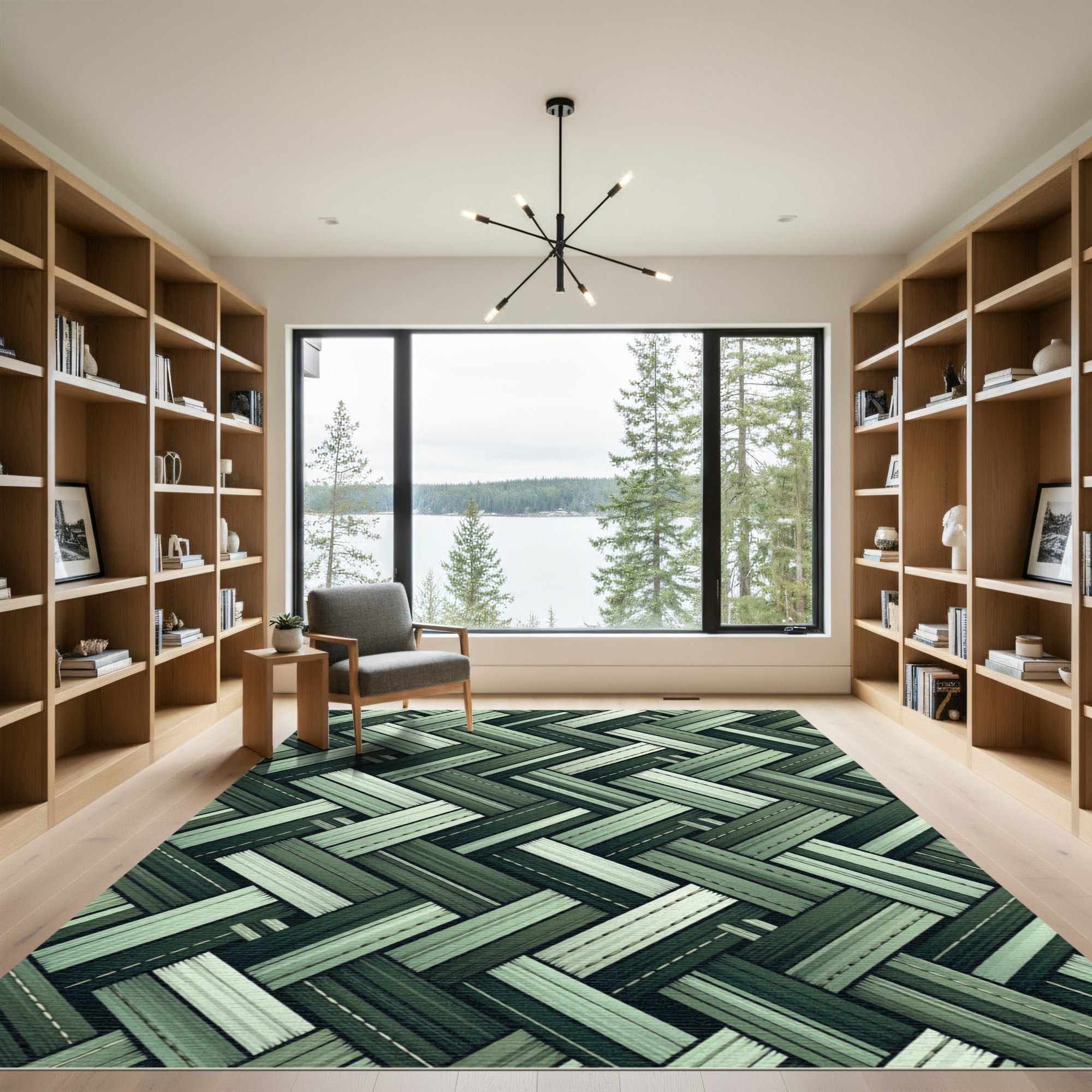 Sage Green Woven Herringbone Rug