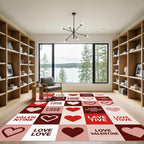Heart Collection Red White Valentine Rug