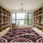 Blush Pink Japanese Wave Art Rug
