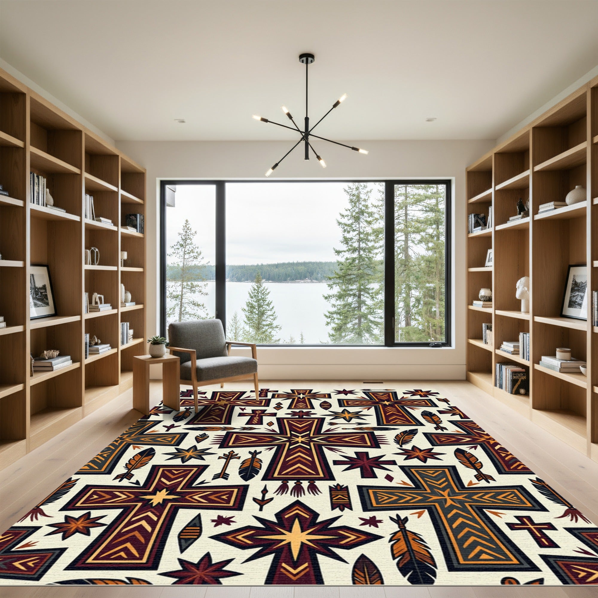 Southwestern Earth Tone Geometric Cross Rug