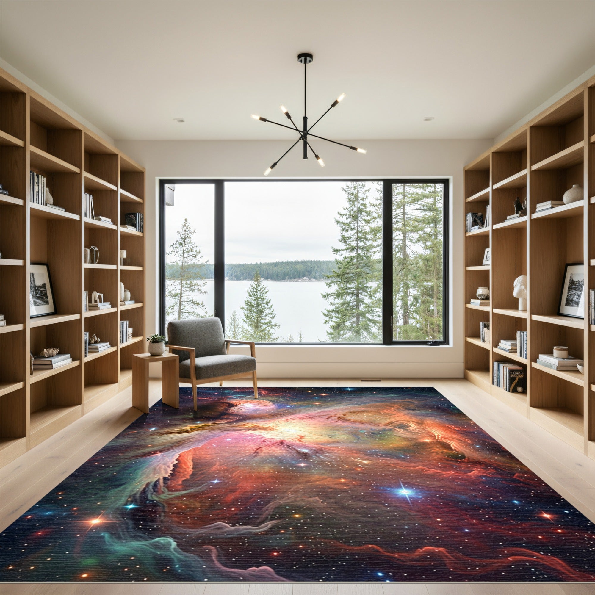 Cosmic Nebula Vibrant Swirling Stars Rug