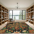 Ornate Paisley Floral Autumn Mandala Rug