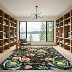 Romantic Peach Rose Cabbage Trellis Rug