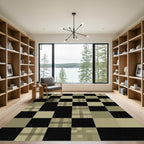 Monochrome Plaid Checkerboard Squares Rug