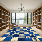 Blue Farmhouse Quilt Checkered Harmony Rug