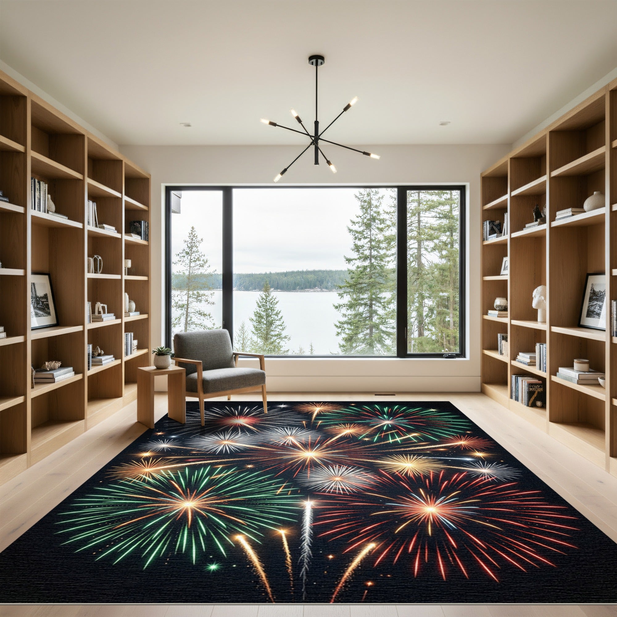 Vibrant Multicolored Celestial Burst Area Rug