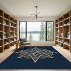 Celestial Navy And Gold Star Medallion Rug