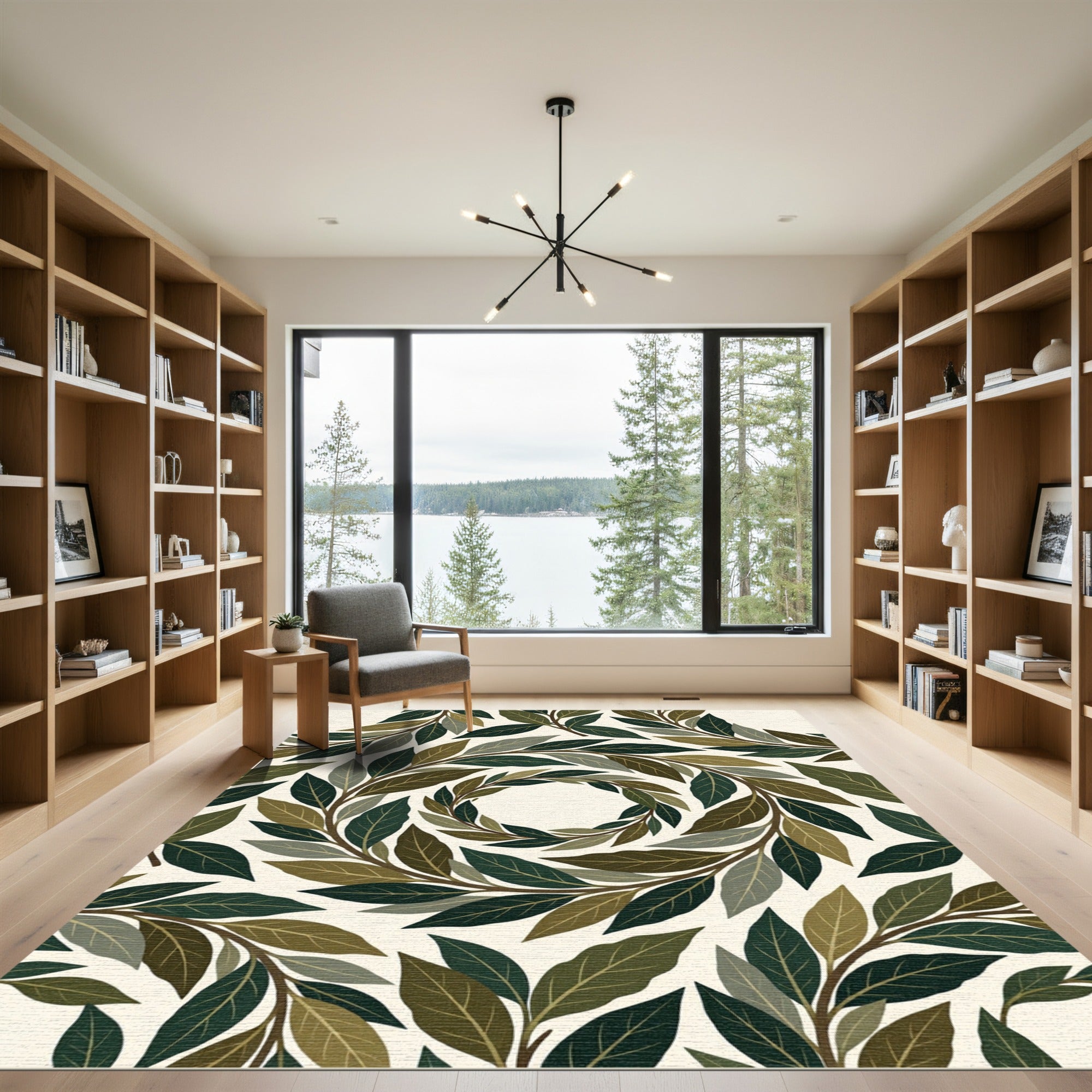 Earthy Foliage Wreaths Swirl Rug
