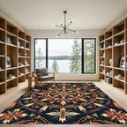 Tribal Feather Mandala Geometric Earthy Rug
