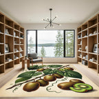Lush Botanical Kiwi Fruit Foliage Rug