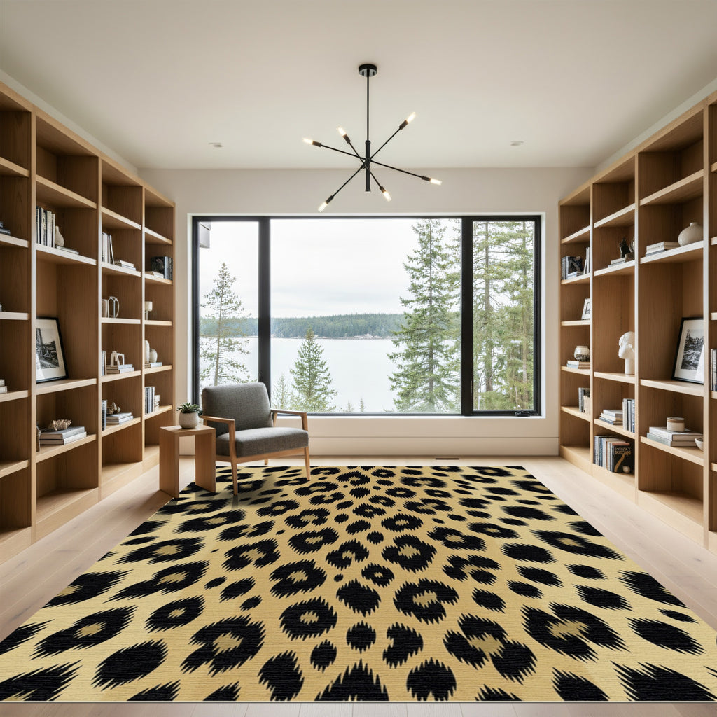 Golden Leopard Spot Animal Skin Rug