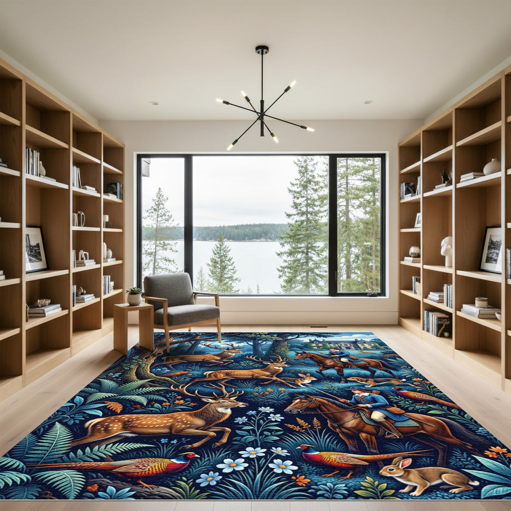 Enchanted Forest Hunt Wildlife Tapestry Rug