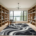 Monochrome Swirl Marble Surface Rug