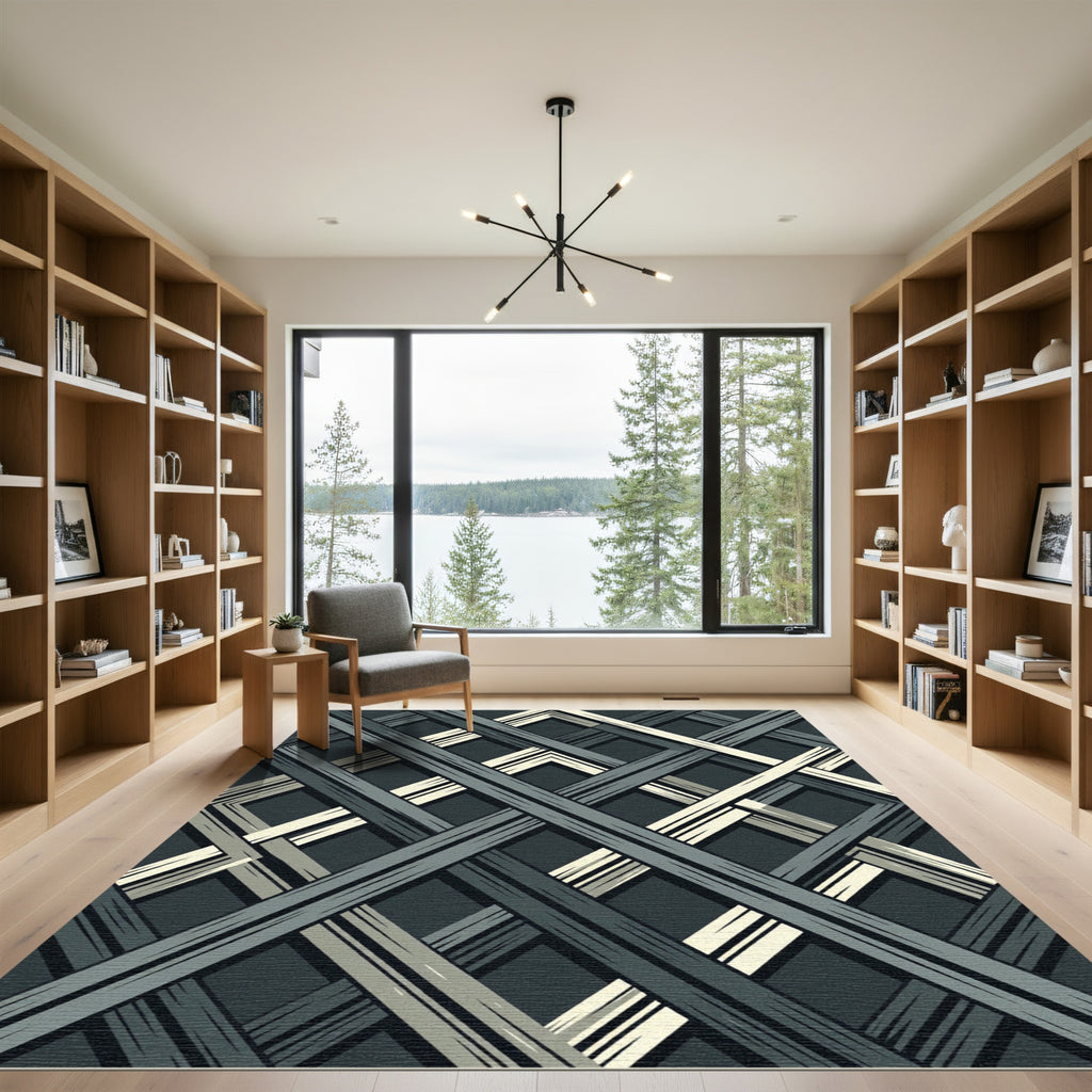 Dark Gray Woven Diamond Rug