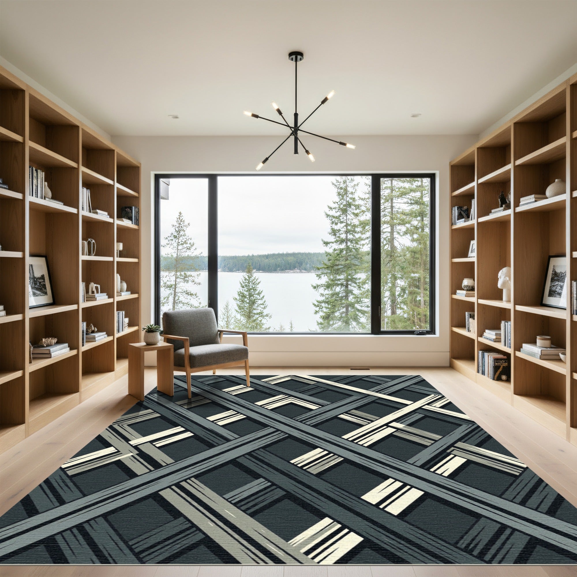 Dark Gray Woven Diamond Rug