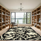 Gothic Monochrome Skull Crossbone Artwork Rug