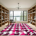 Pink Houndstooth Diamond Swirl Rug