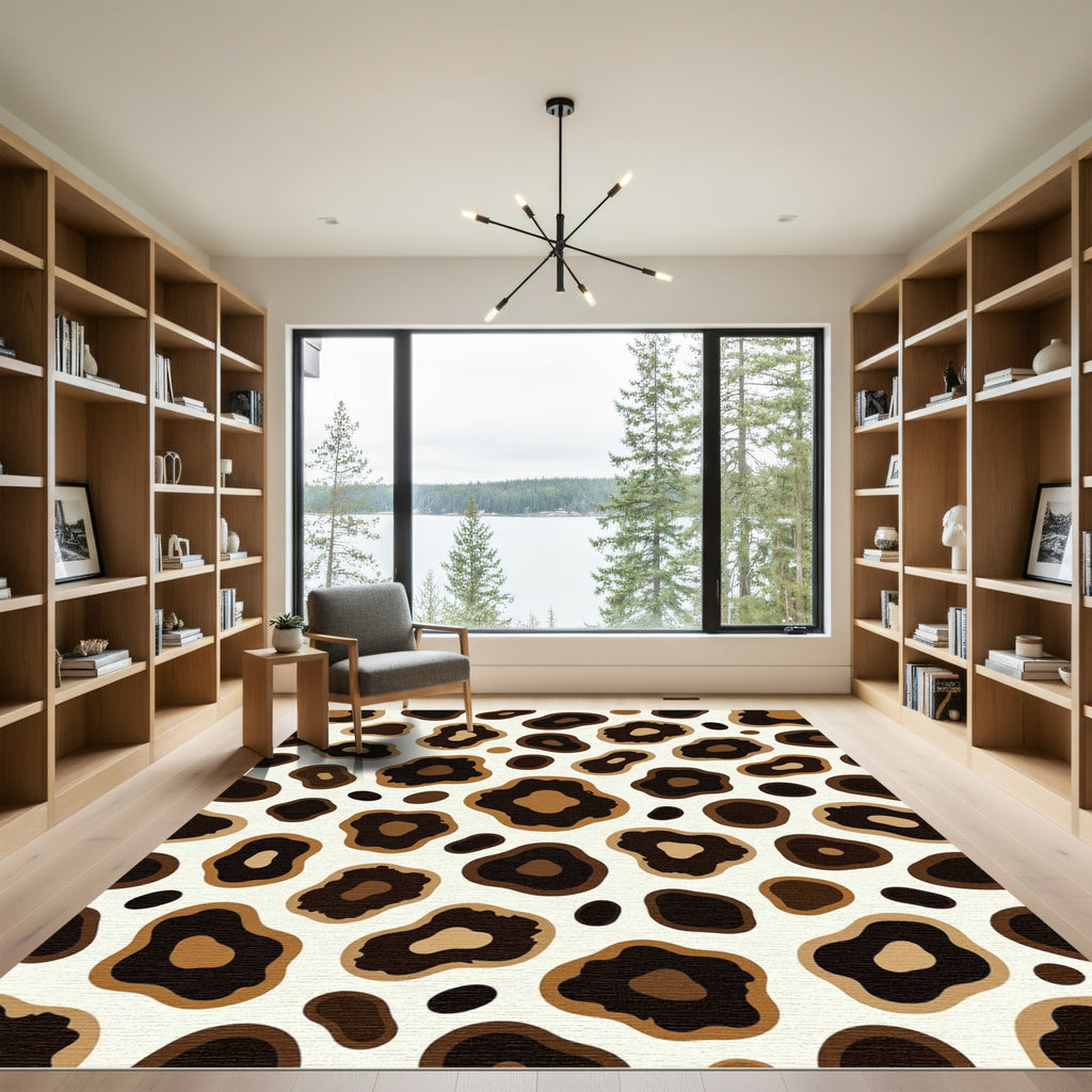 Modern Caramel and Espresso Leopard Spot Rug