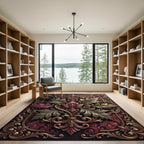 Ornate Gold Burgundy Acanthus Foliage Rug