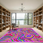 Vibrant Pink Swirling Abstract Waves Rug