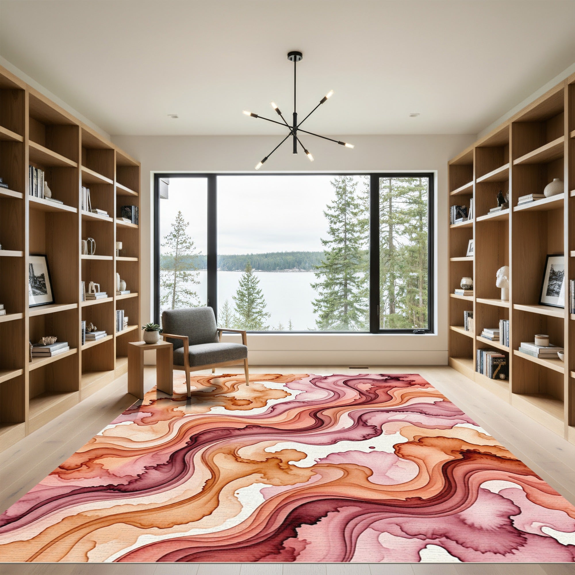Earthy Red And Orange Swirl Rug