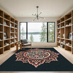 Elegant Peach Coral Filigree Medallion Rug