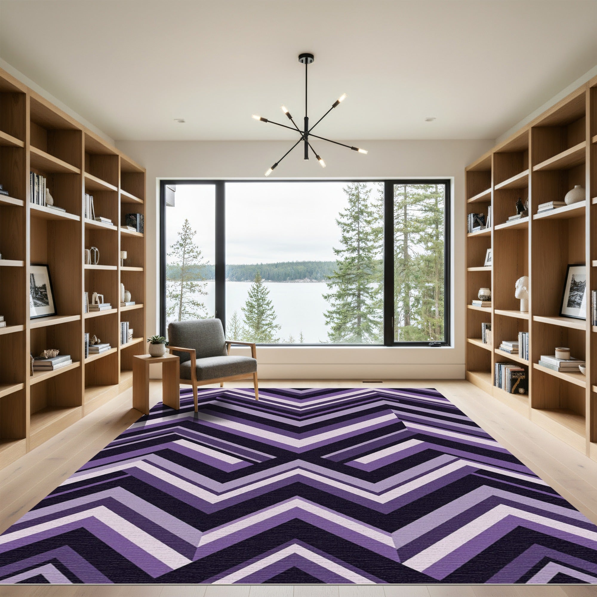 Modern Lavender Chevron Geometric Rug