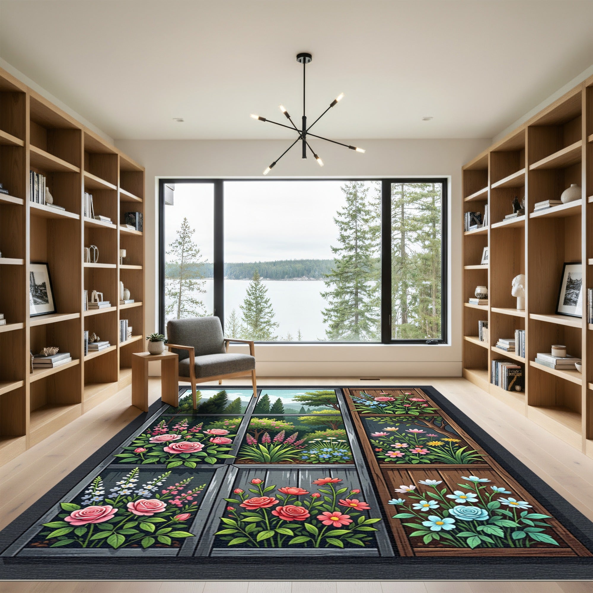 Enchanted Window Garden Floral Botanical Rug
