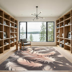 Soft Peach Feather Art Rug