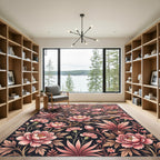 Elegant Pink Floral Lotus Garden Rug