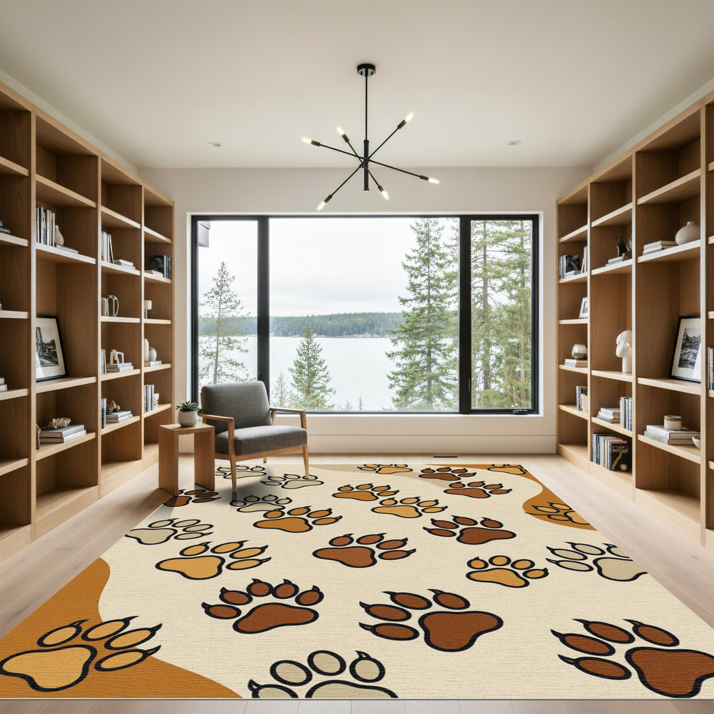Earth Tone Animal Paw Tracks Rug