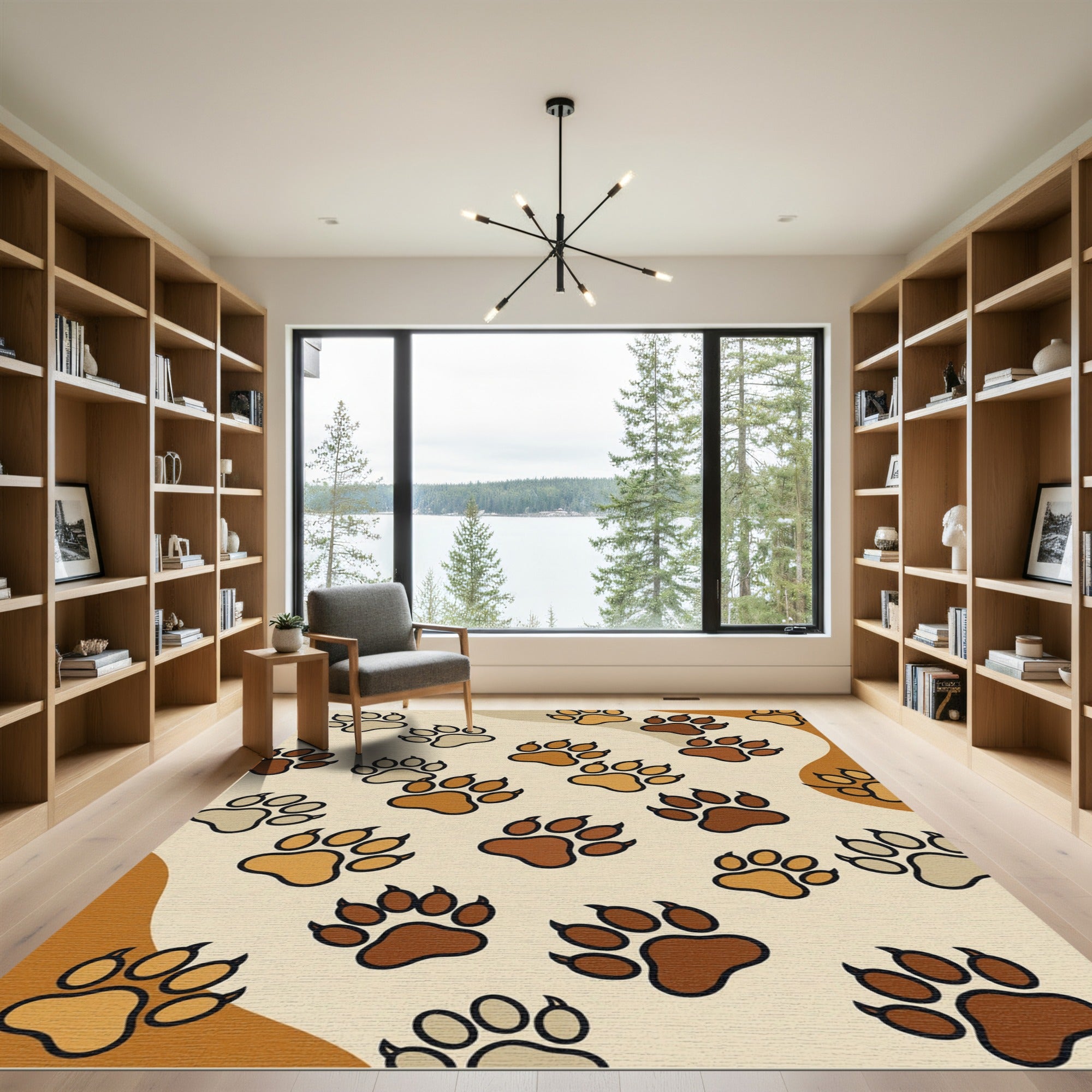 Earth Tone Animal Paw Tracks Rug
