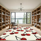 Playful Retro Red Cherry Illustration Rug