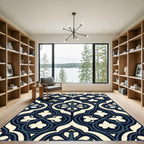 Midnight Navy Gothic Quatrefoil Tile Rug