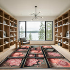 Pink Coral Damask Ornate Medallion Rug
