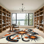 Retro Mid Century Orange Starburst Art Rug