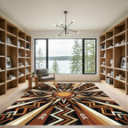 Abstract Earthy Geometric Sunburst Rug