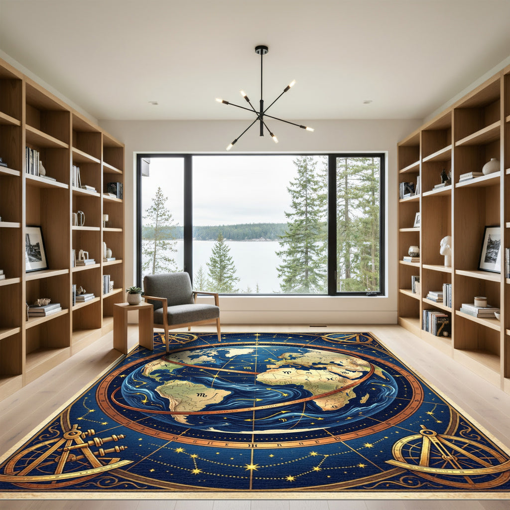 Vintage Celestial Earth Constellation Rug