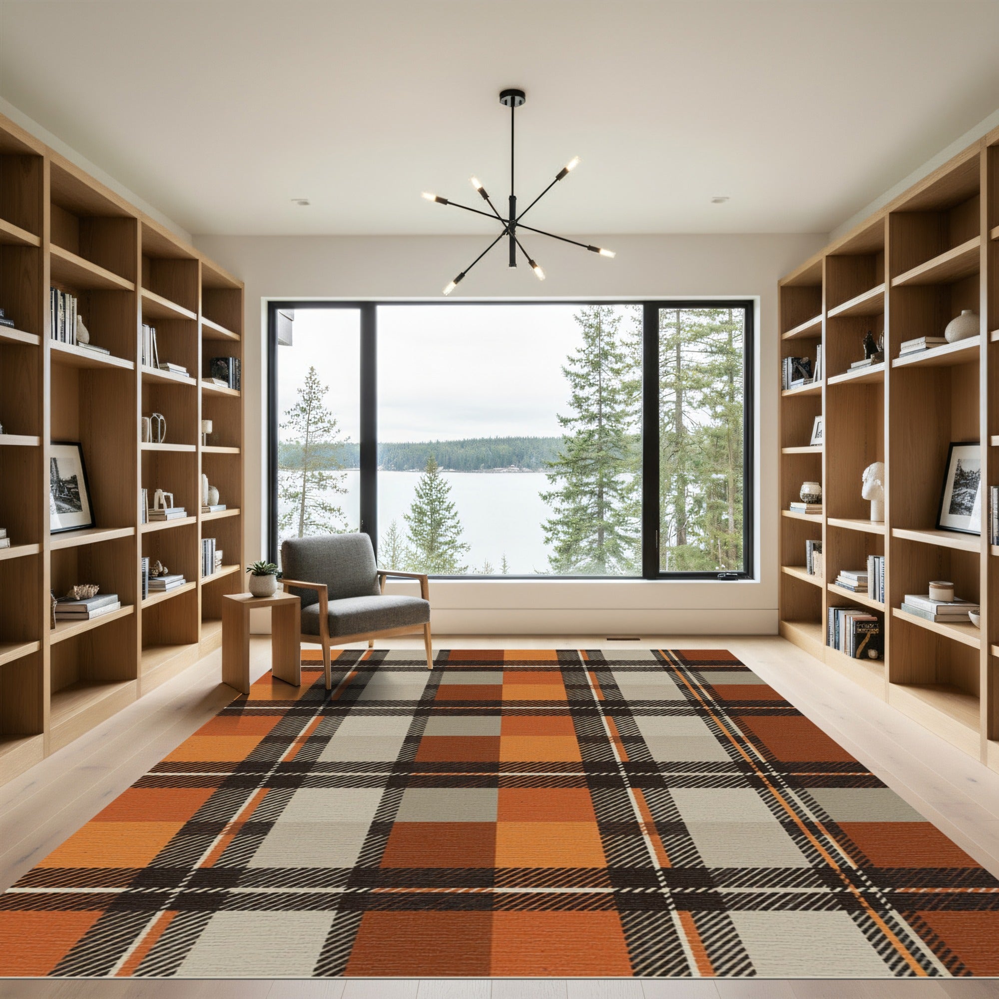 Rustic Burnt Orange Plaid Tartan Rug