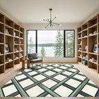 Sophisticated Sage Green Geometric Lattice Rug