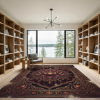 Ornate Deep Maroon Lotus Medallion Rug