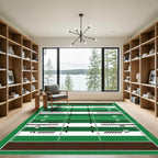 Geometric Green Football Field Graphic Rug