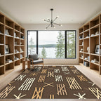 Golden Wood Grain Stripe Composition Rug